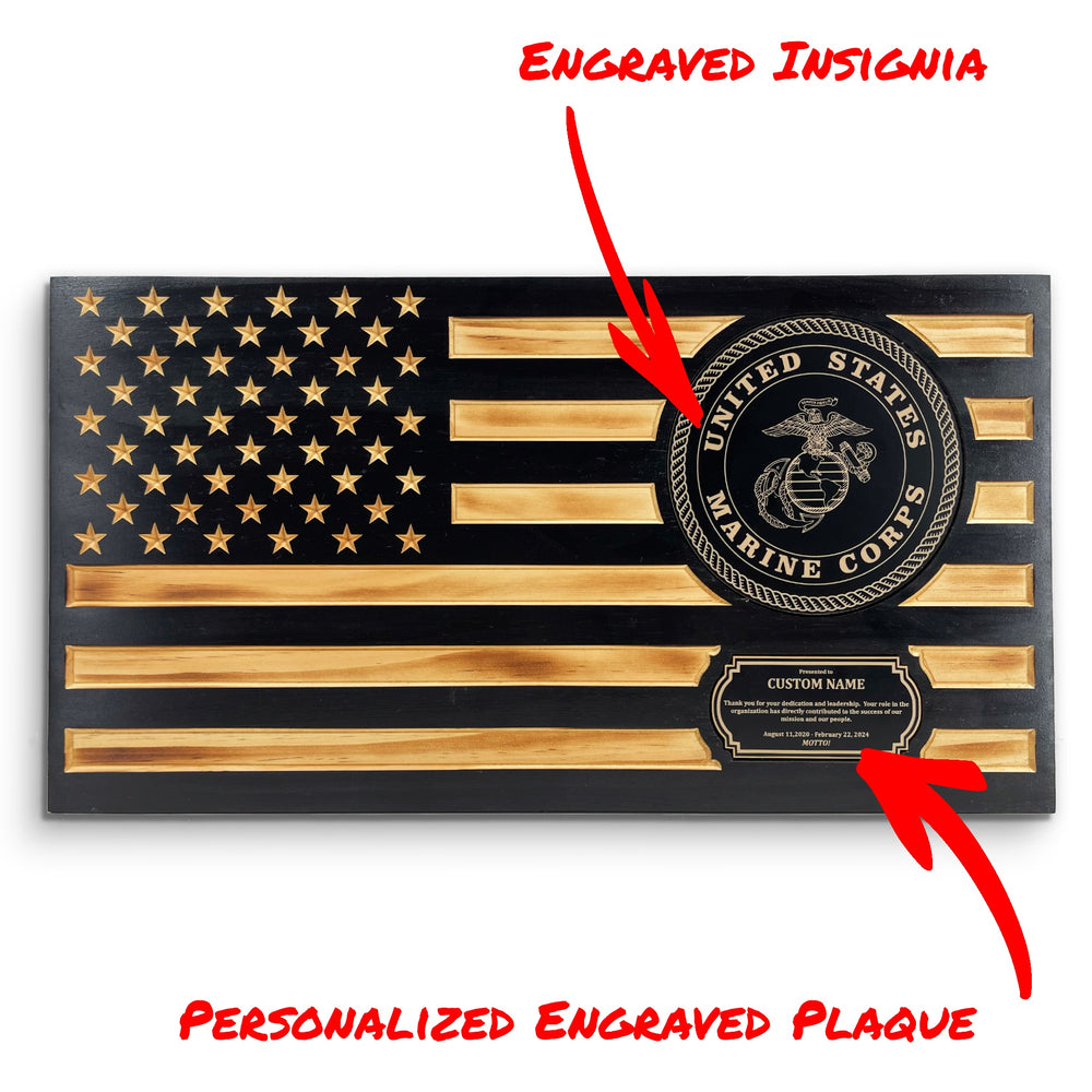 Subdued Rustic Wood Flag  – USMC