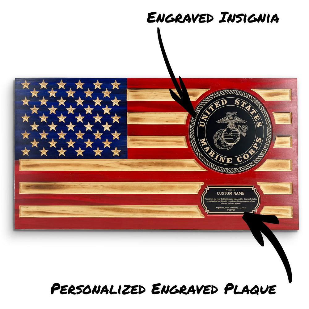 Traditional Rustic Wood Flag  – USMC