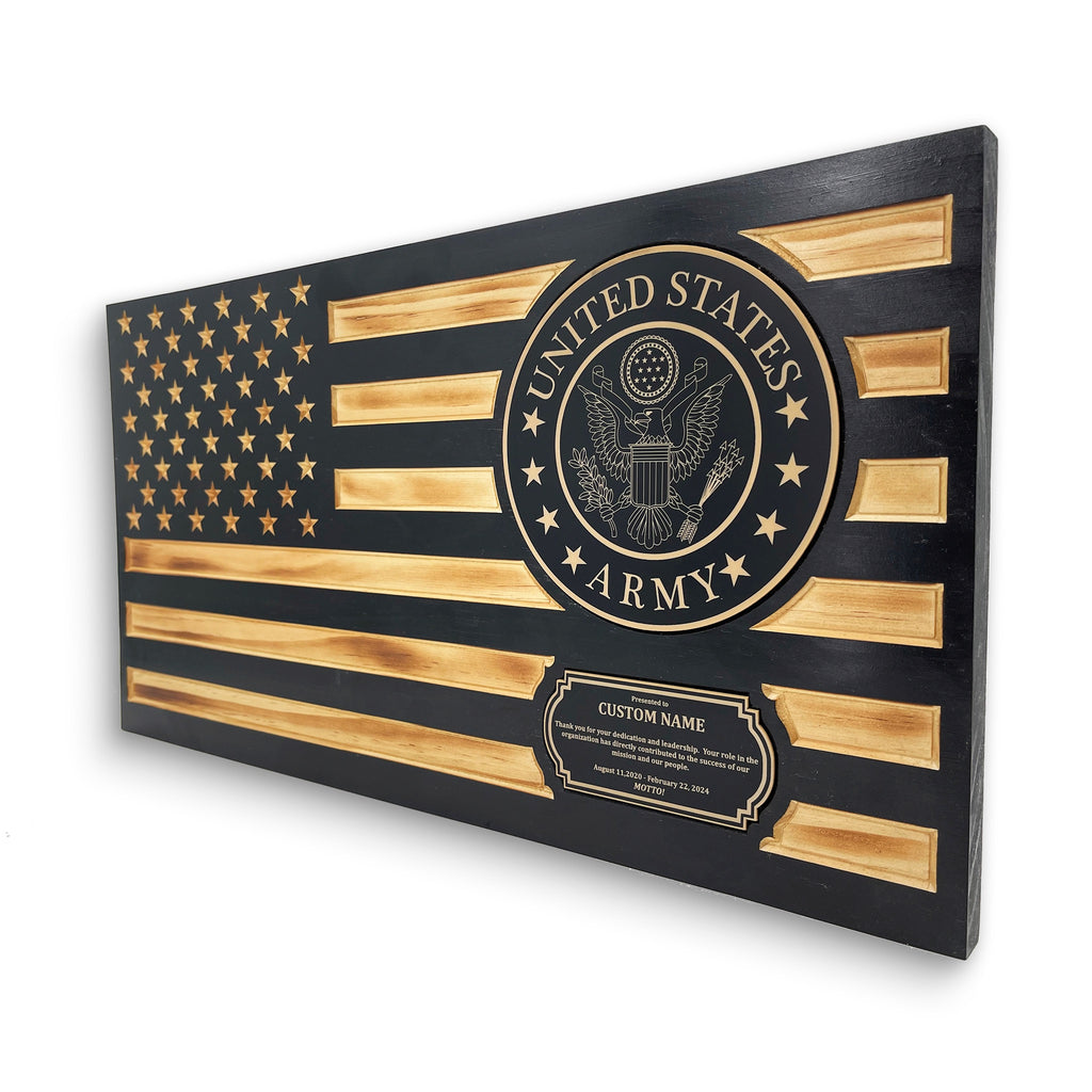 US Army Wood Custom Made Hand Carved Rustic Flag 36×19.5 offers