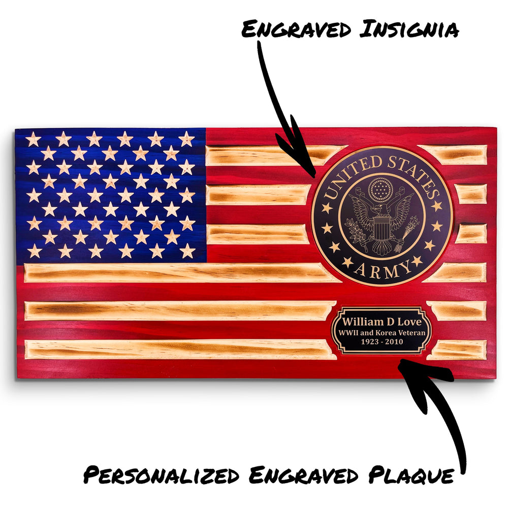 Traditional Rustic Wood Flag  – U.S. Army