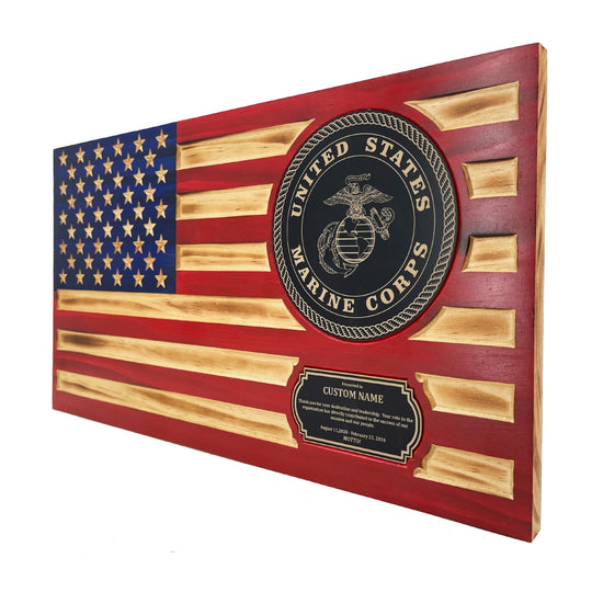 Traditional Rustic Wood Flag  – USMC